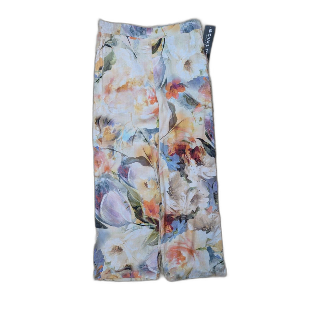 Wide Legged Palazzo Pants in Watercolor Floral Size Lg. NWT
